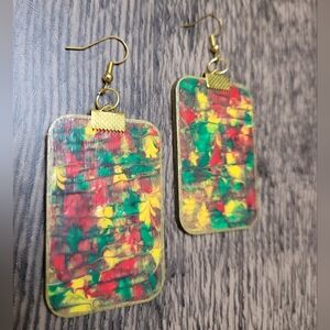 HAND CRAFTED Paradise In Color2 Hand-Painted Wooden Dangle Earrings